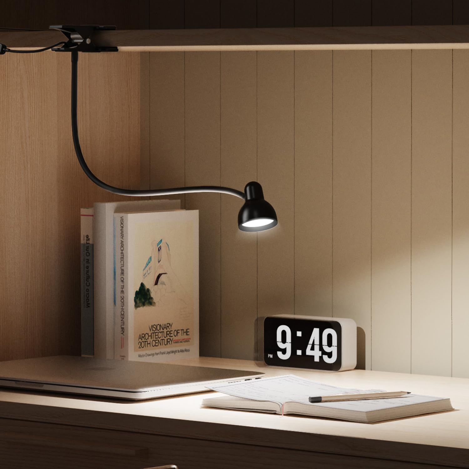 Glocusent Modern Clip-on Lamp - Effortless Headboard Reading Light, Cord Mounted Controls Simple Adjustments
