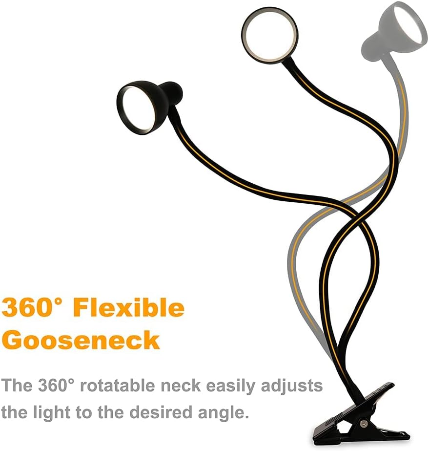 Glocusent Modern Clip-on Lamp - Effortless Headboard Reading Light, Cord Mounted Controls Simple Adjustments