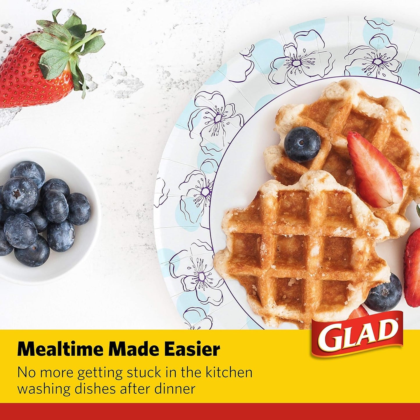 glossy blue floral printed pattern with food-safe finish
