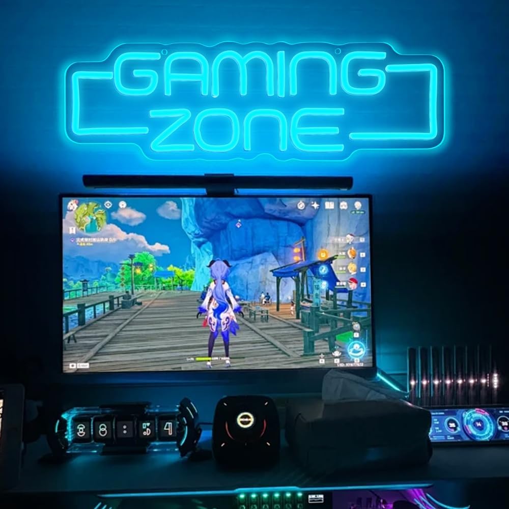 Glovolcy Neon Sign – Gamer Gifts for Teens Boys, USB-Powered LED Wall Light for Bedroom Setup