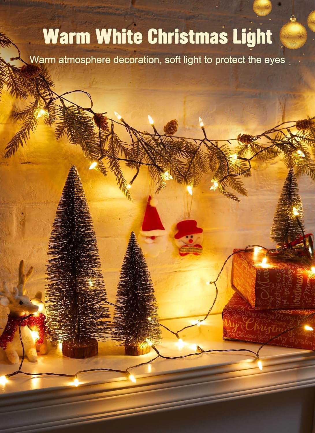 GlowGrove Christmas Lights – Festive Stocking Stuffer for Family, Water-Resistant Indoor Outdoor 20 LED Set