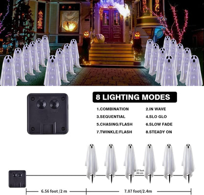 GlowNestly LED Ghost Path Lights – Family Friendly Halloween Yard Decor for Front Walkway and Doorstep