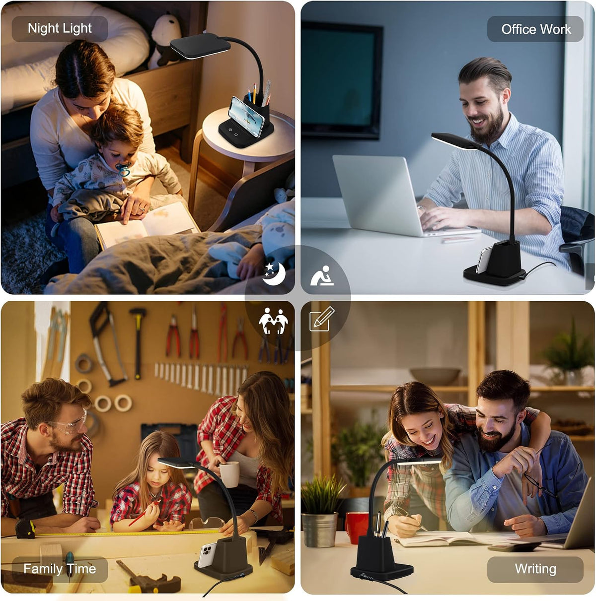 GlowStudio LED Desk Lamp with Pen Holder – Stylish Holiday Gift for Her and Him Who Love Organized, Beautiful Desks