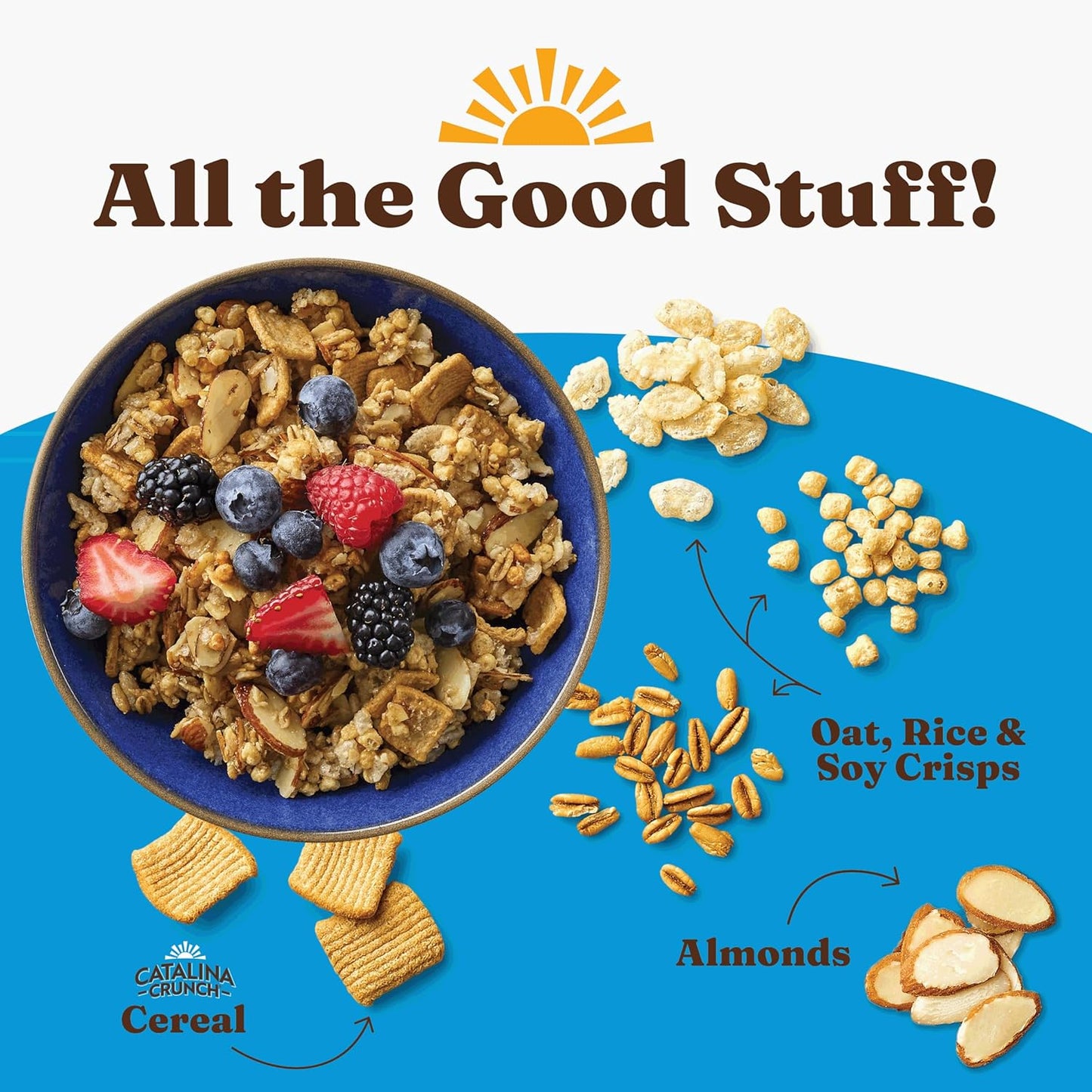 gluten-free oat, soy, and rice crisp blend with real almonds