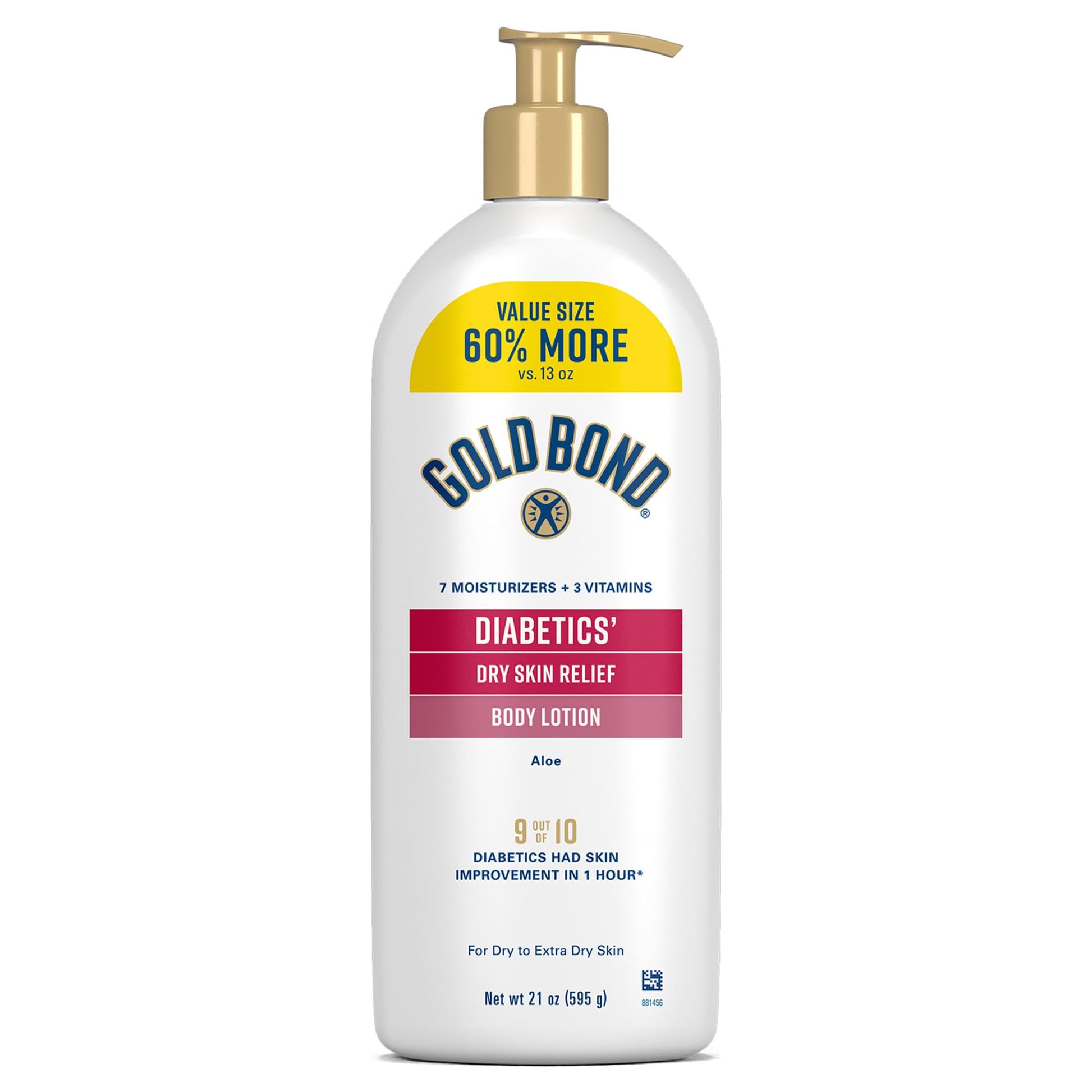 Gold Bond Diabetic Body Lotion, Dry Skin Relief with Vitamin E &amp;amp; Aloe to Soothe &amp;amp; Moisturize Flaky, Rough Skin, Value Size, 21 oz