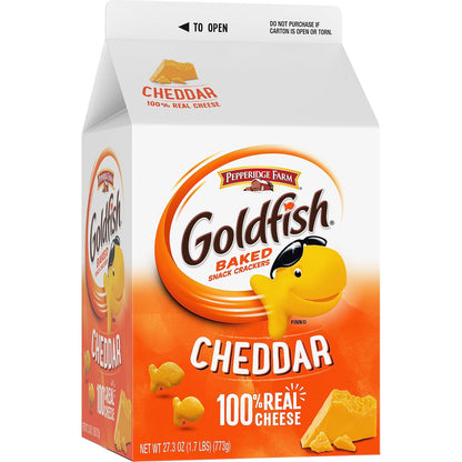 Goldfish Cheddar Cheese Crackers – Kid-Friendly Lunchbox Snack for School Lunches and After-School Munching, 27.3 oz Family Carton
