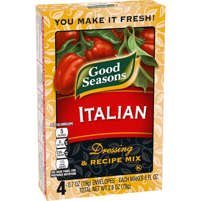 Good Seasons Italian Dressing Mix Packets – Low-Calorie Salad Seasoning for Health-Conscious Home Cooks, 5 Calories Per Serving
