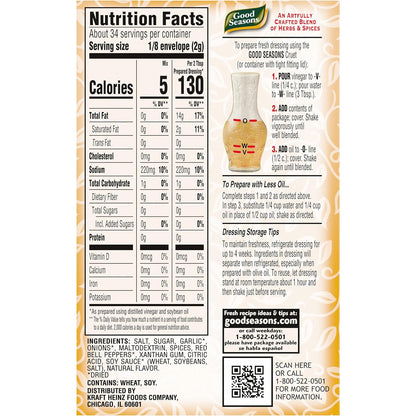 Good Seasons Zesty Italian Dressing Mix – Calorie-Conscious Pantry Staple for Light, Mindful Home Cooking