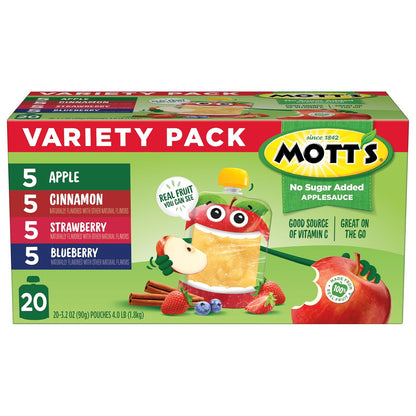 Mott's Real Fruit Snack Pack – Convenient Lunch Bag Addition for Busy Professionals and Remote Workers, 20 Pouches
