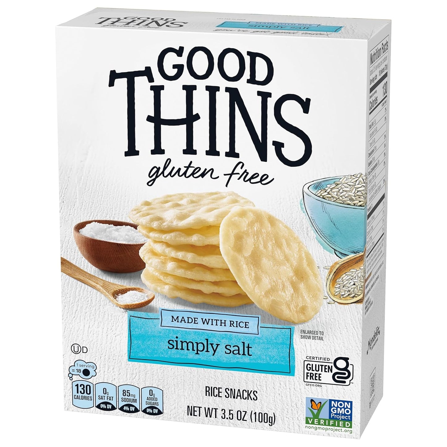 Good Thins Simply Salt Rice Snacks Gluten Free Crackers for Mindful Snacking, Office Desk and Afternoon Work Break