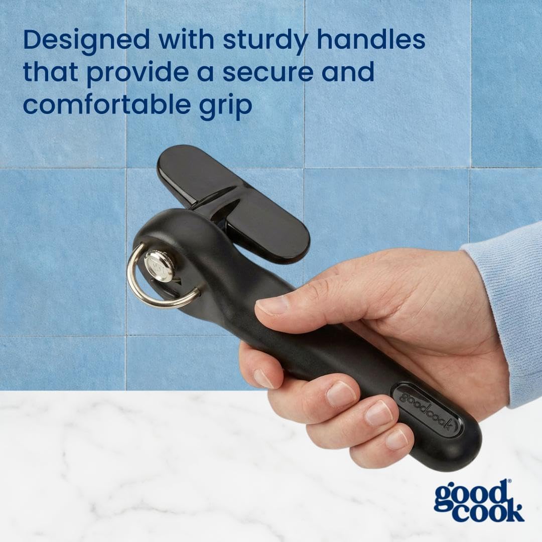 GoodCook Safe-Cut Can Opener with Easy Turn Knob – Arthritis-Friendly Hand Strength Helper, No Sharp Edges for Senior and Caregiver Use
