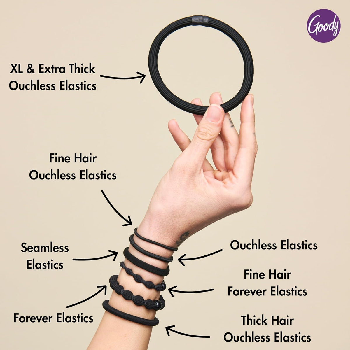 Goody Ouchless Hair Ties – Housewarming Present for College Student, Neutral Tone Elastics