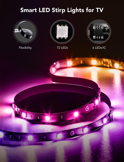 Govee LED Backlight Strip – Designer-Approved Ambient Glow for 40-50 inch TVs, 7.8ft Flexible RGBIC