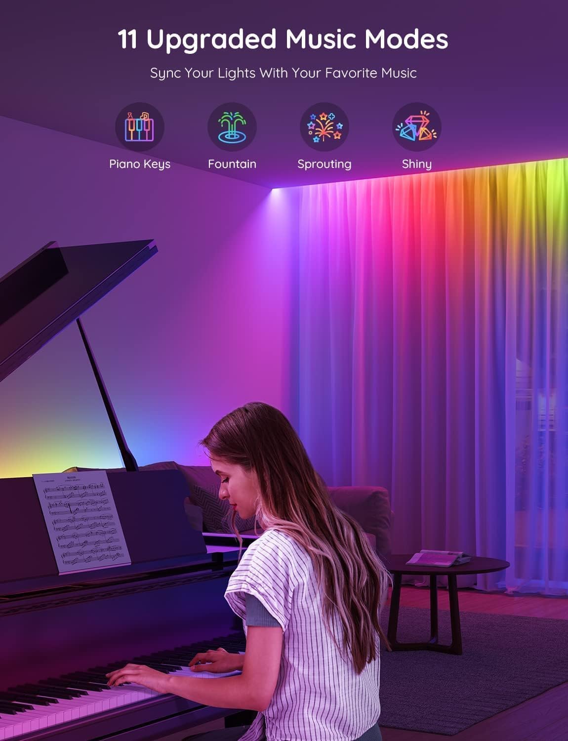Govee RGBIC LED Strip Lights – Bedroom Ambient Accent Lighting with Music Sync, App-Controlled Home Decor, 32.8ft