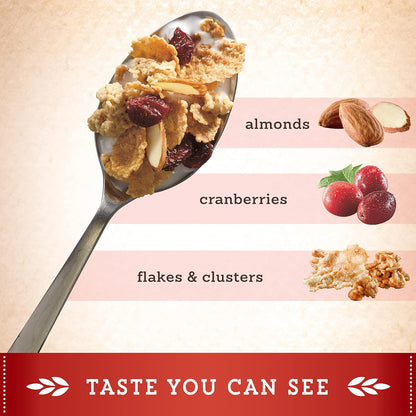Great Grains Cranberry Almond Crunch Cereal – No-Crash Whole Grain Cereal for Home Office Focus Mornings, 14 oz