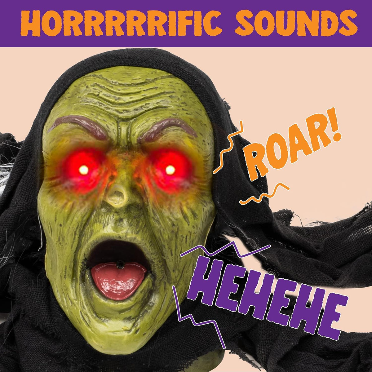 green zombie head with two clothed arms in crawling pose