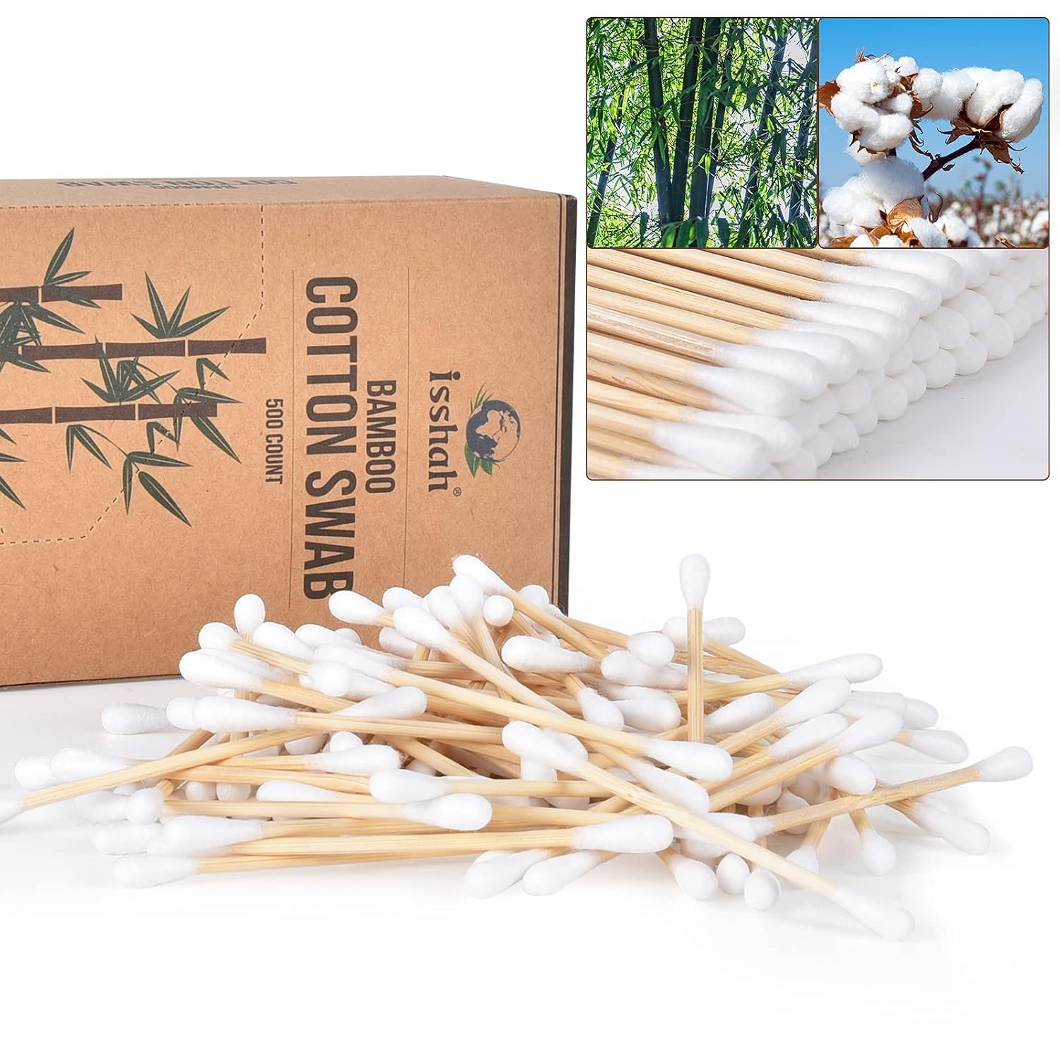 GreenSwab Co. Organic Cotton Swabs – Spa Night Wellness Essential for Bathroom and Bedroom, Biodegradable