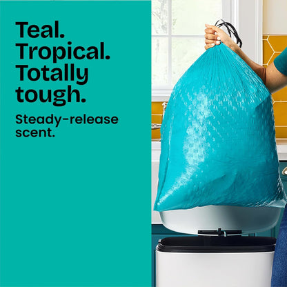 grips-the-can drawstring that cinches the bag to the rim of a 13-gallon trash can