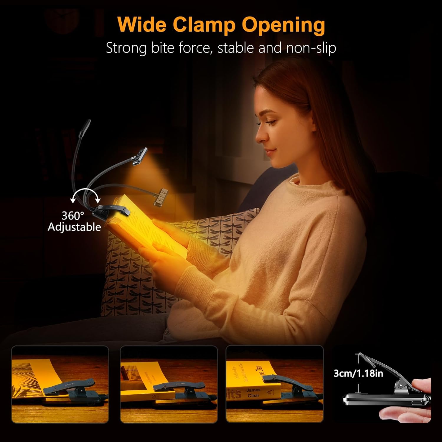 Gritin Stepless Dimming Book Light for Kindle and Paperbacks – Personalized Present for Readers in 10 Colors