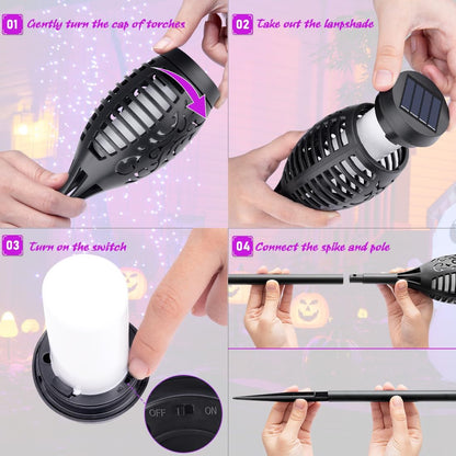 ground spike and pole assembly included (2.9 x 20.5 inches per torch) with no wiring or tools required