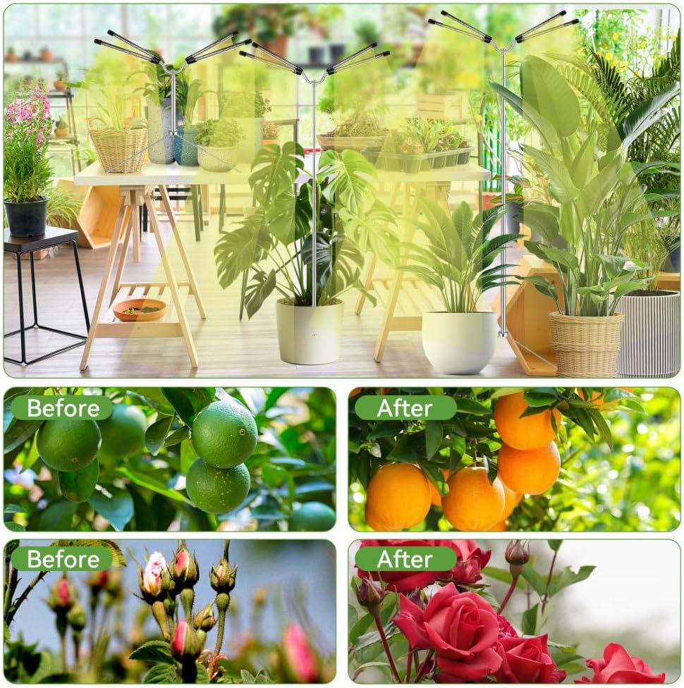 Grow Lights for Indoor Plants – Premium Birthday Gift for Plant Lovers, Full Spectrum 4-Head Floor Lamp