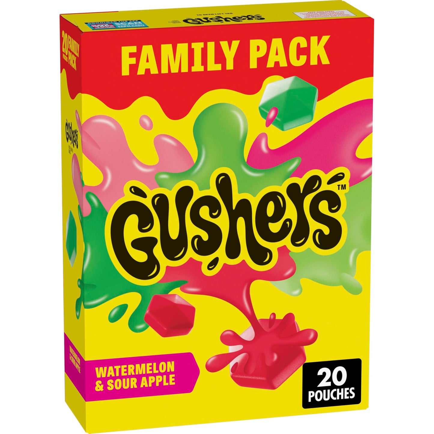 Gushers Fruit Flavored Snacks, Watermelon and Sour Apple Flavor, Family Pack, 20 Ct, 16 oz