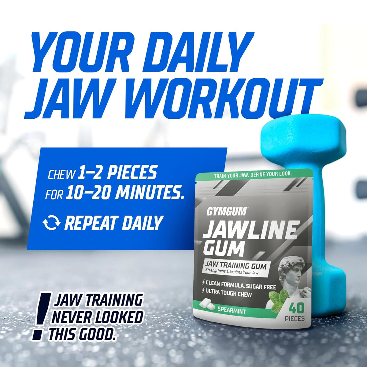 GYMGUM Jawline Gum Ultra Hard Chewing Gum | Nightly Self-Care Ritual for Facial Sculpting and Stress Relief