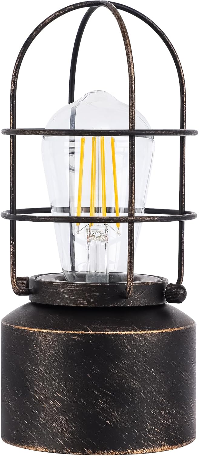 Haian Support Compact Iron Table Lamp - Wrought Industrial Decor Piece with Metal Shade and Warm 2700K Glow for Reading Nooks