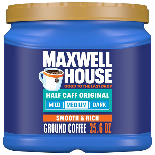 half-caffeine blend of regular and decaffeinated coffee beans