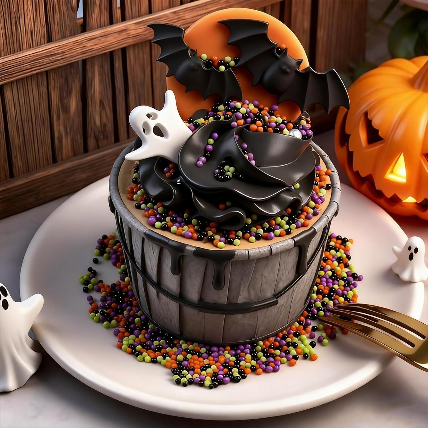 halloween color palette in black, orange, green, and purple