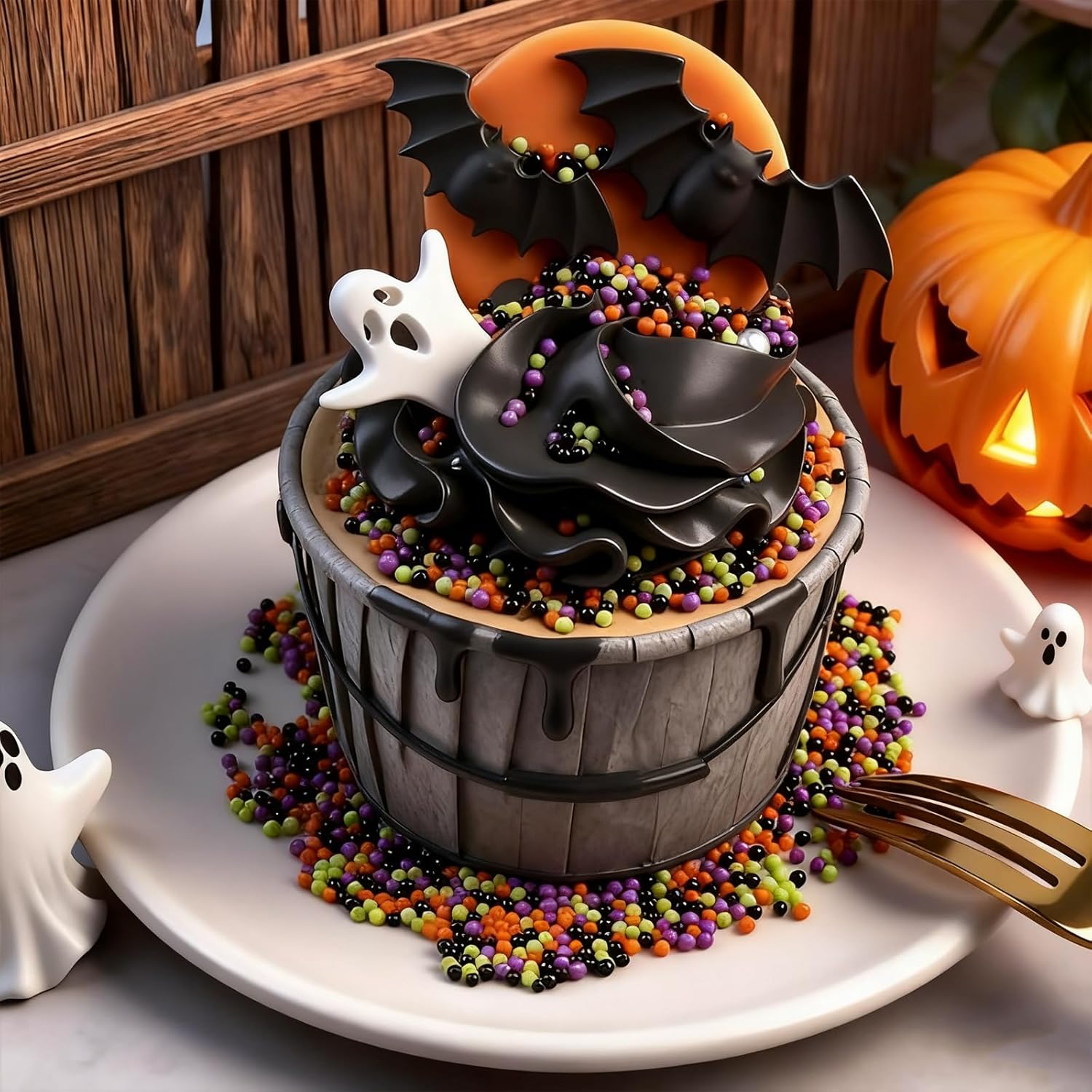 halloween color palette in black, orange, green, and purple