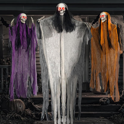 Halloween Decorations 3 Pack Lighted Eye Skeleton Ghosts Reusable Holiday Surprise for Coworkers and Neighbors