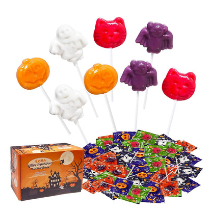 Halloween Lollipop Suckers Candy 42 Pack, Individually Wrapped Monster Suckers for Kids Trick or Treat Goody Bags and Classroom Party Favors