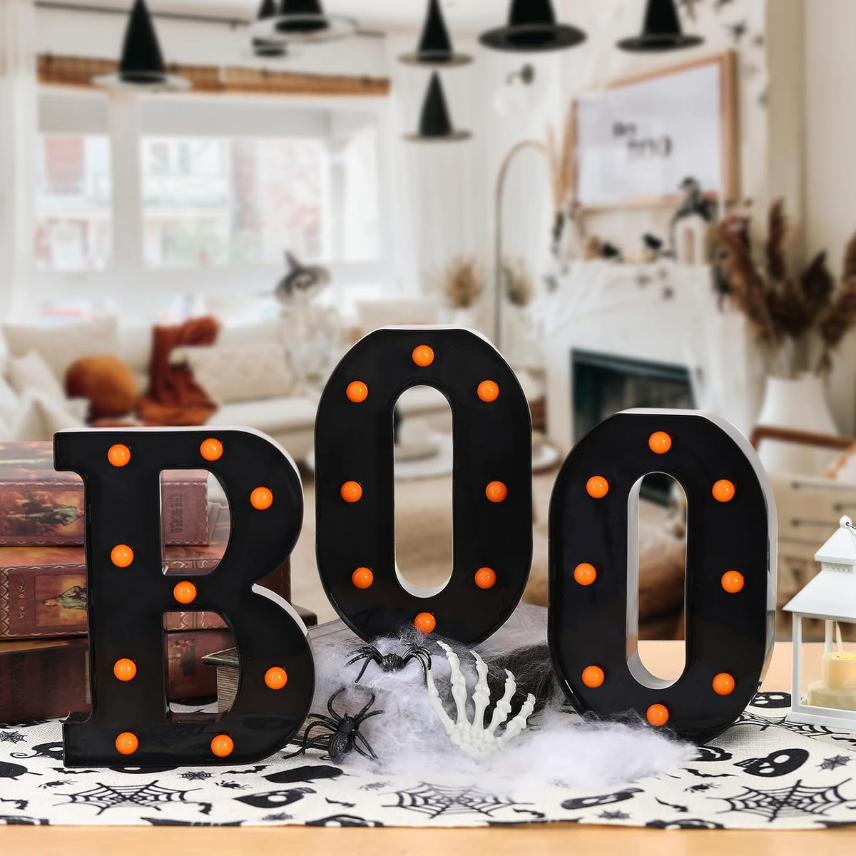 Halloween Marquee BOO Letters – Cordless Outdoor Tabletop Decor for Camping and Open Air Gatherings