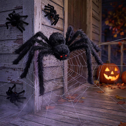 Halloween Spider Set for Families – Realistic Looking but No-Flame Decor for Nursery and Trick-or-Treat Entryway