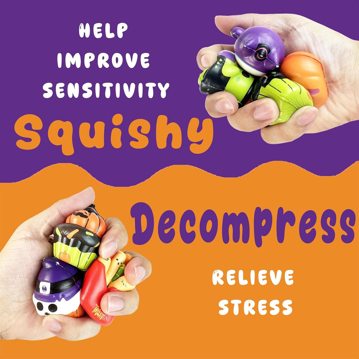 Halloween Squishies 24PCS – Soft TPR Foam Squishy Figures for Playroom Trick or Treat Station and Front Porch Handout