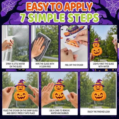 Halloween Window Decorations for Front Door Glass Panels and Kitchen Windows, 173 Static Cling Accents
