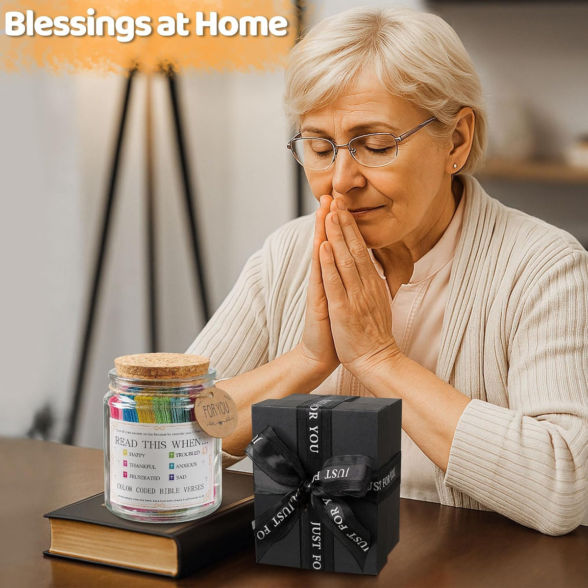 hand-calligraphed bible verse scrolls inside (60g capacity)