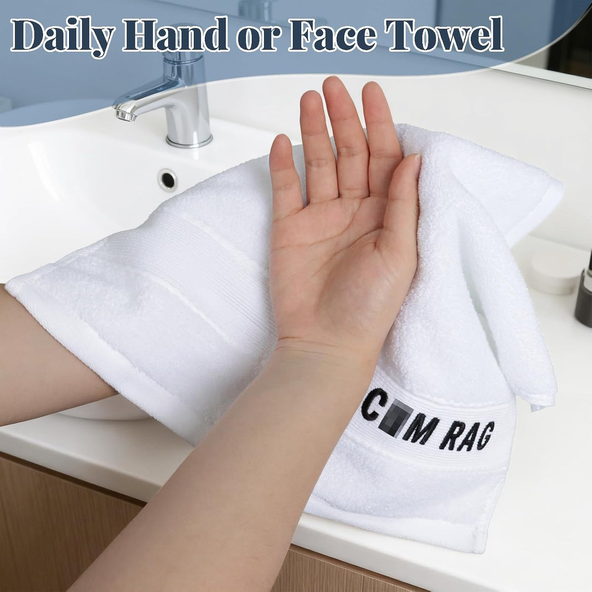 hand-towel format suitable for drying hands and face