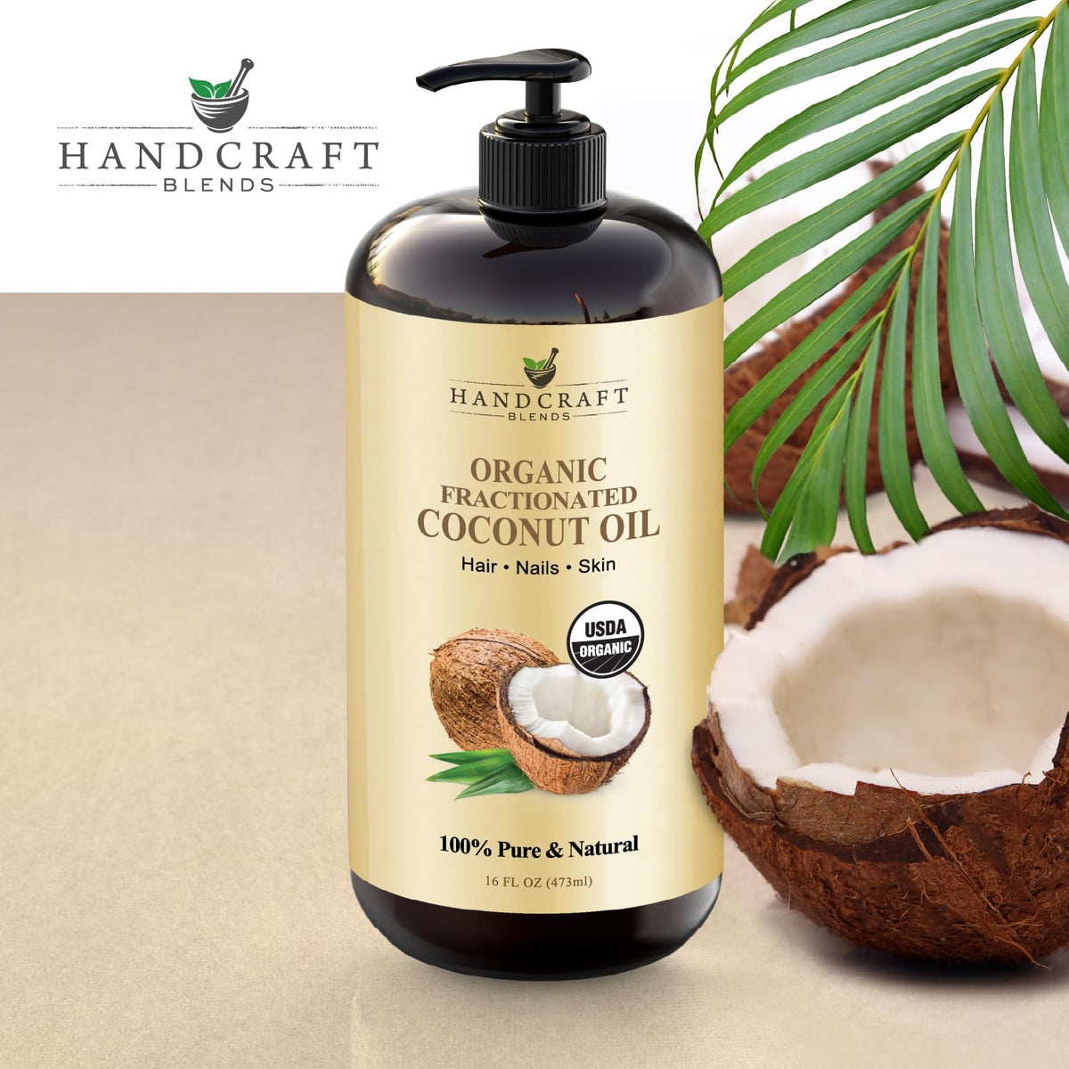 Handcraft Blends Pure Coconut Oil – High-End Carrier Oil for Elevated Home Spa, Hexane-Free and Cold Pressed Quality