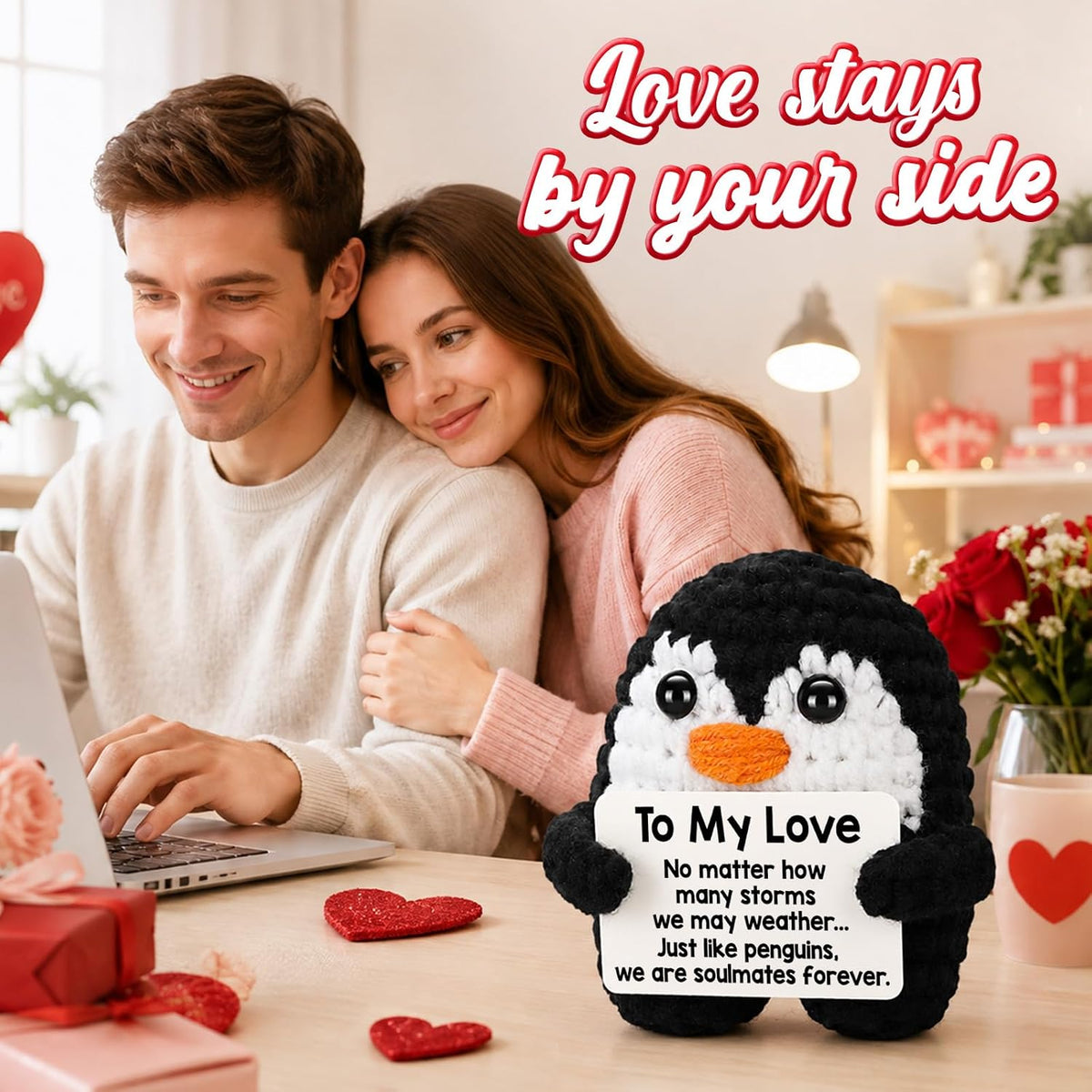 Cozy Crochet Co. Mini Penguin Plush – Cozy Bedroom Decor Accent, Handmade Crochet Shelf Companion for Nightstand or Vanity