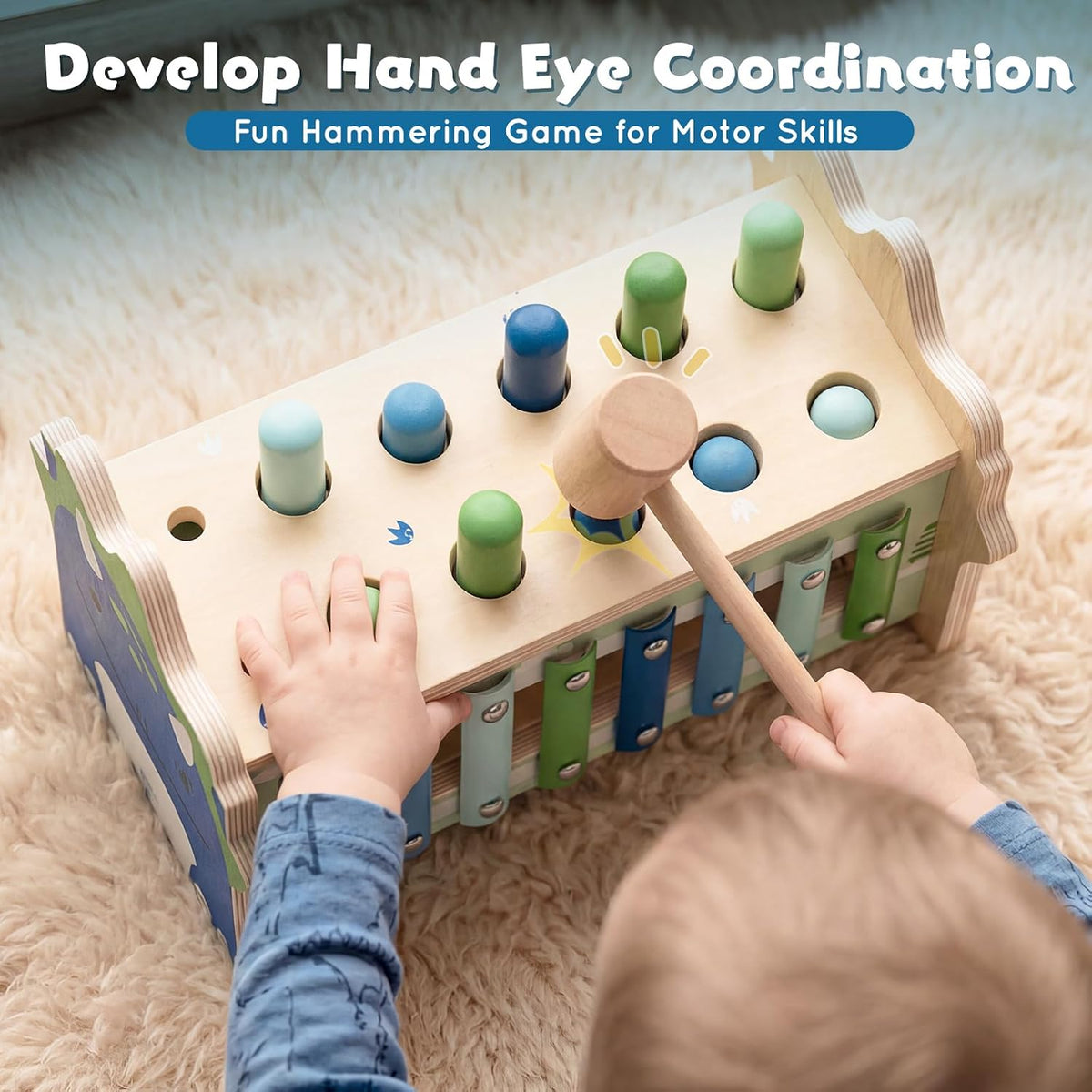 hands-on mechanical play that encourages manipulation, rhythm recognition, and logical thinking