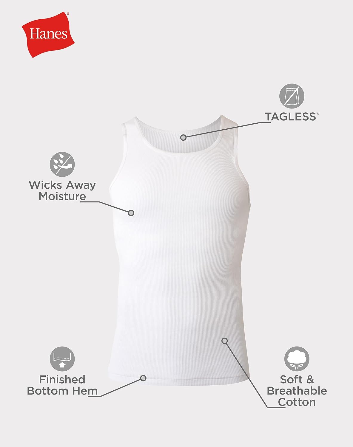 Hanes A-Shirt Pack – Reliable Under-Shirt Layer for Trade and Office Work, Sweat-Managing Cotton
