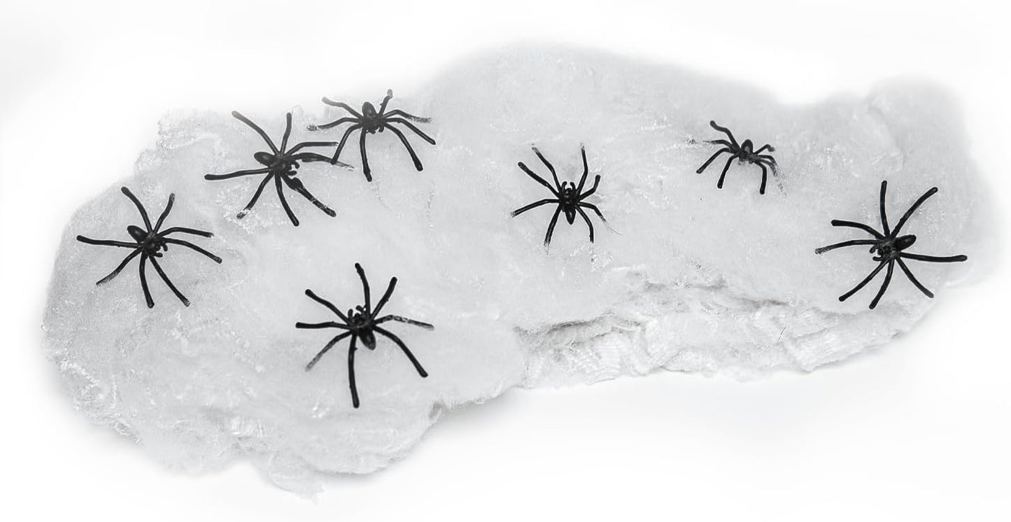 Happy Hippo Spider Web Decoration – Reading Nook and Window Frame Detail, Flexible Cobweb for Subtle Halloween Home Styling