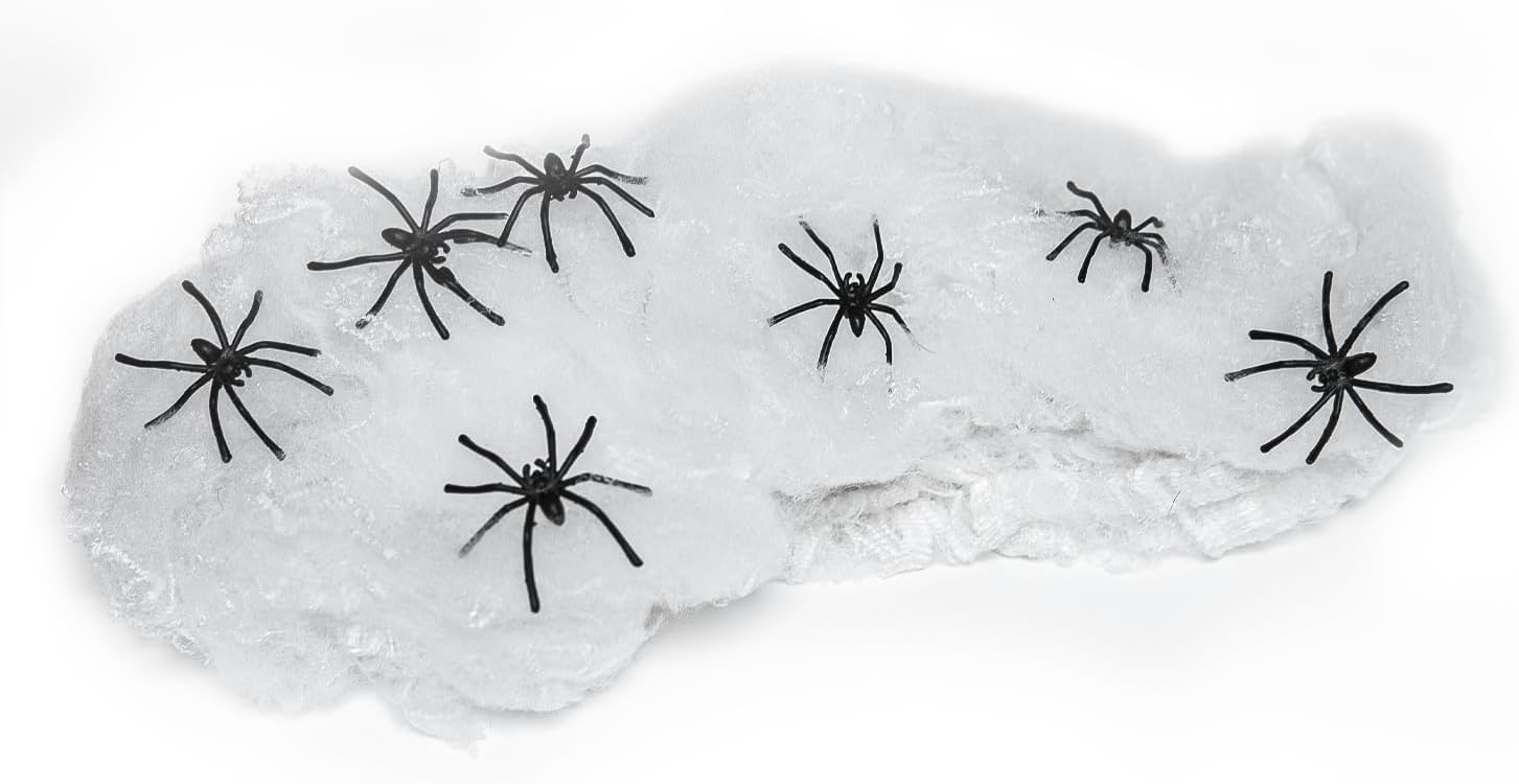 Happy Hippo Spider Web Decoration – Reading Nook and Window Frame Detail, Flexible Cobweb for Subtle Halloween Home Styling