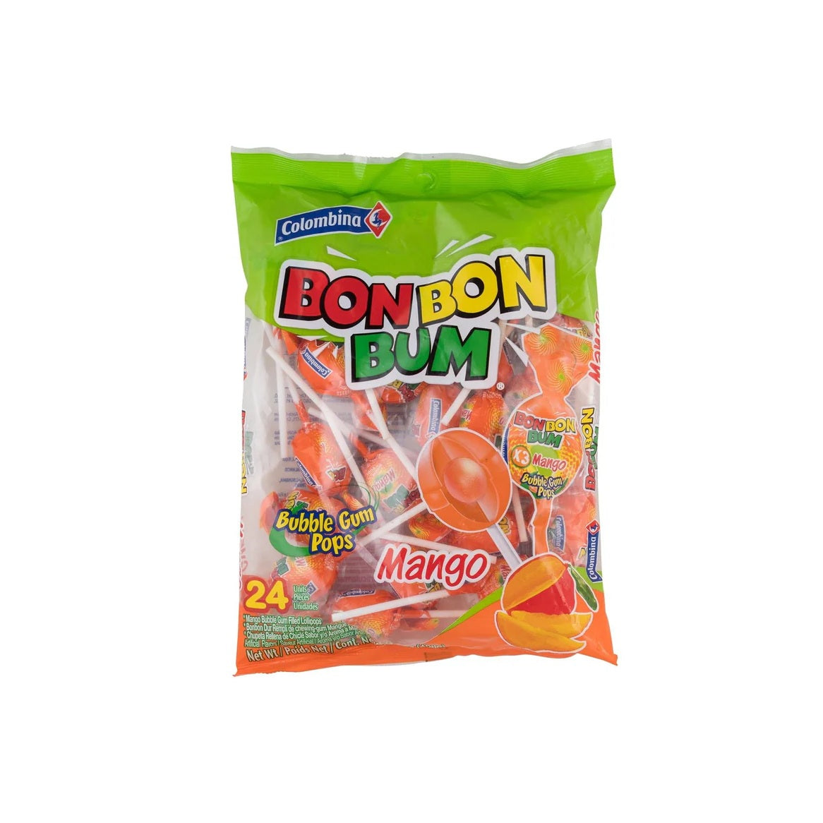 hard candy lollipop shell with a chewy bubble gum center