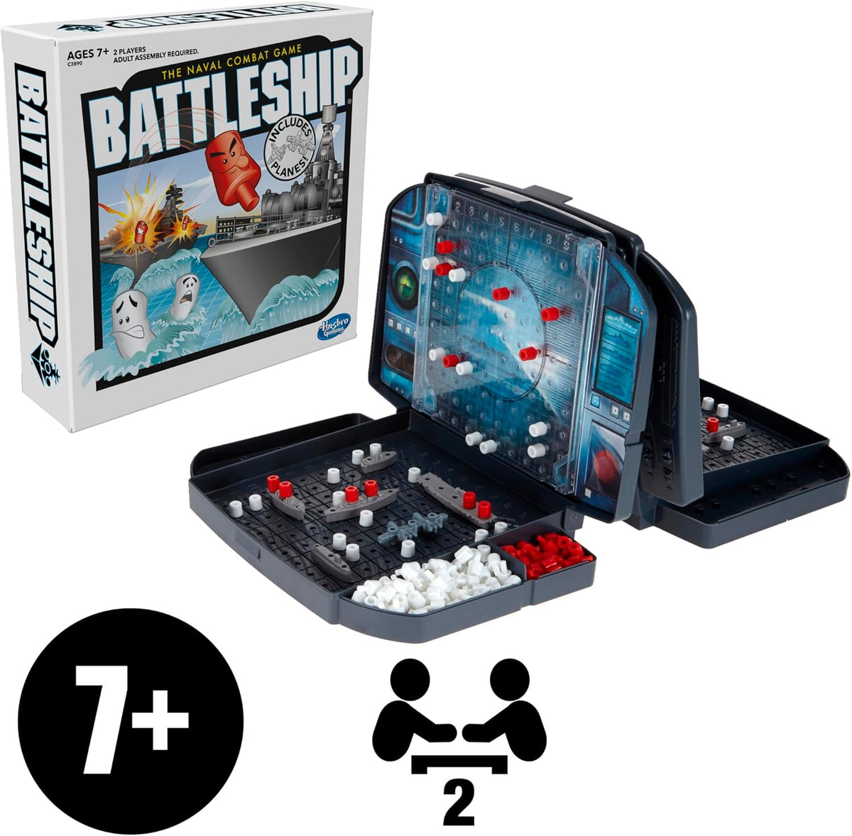 Hasbro Gaming Battleship with Planes Logic and Deduction Board Game for Focus Breaks, Screen-Free Brain Training for Home Office and Study Space