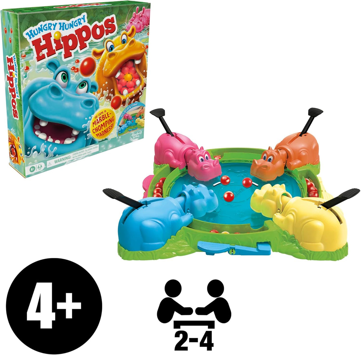 Hasbro Gaming Hungry Hungry Hippos Game – Last-Minute Birthday Gift for Kids Ages 4 and Up, No Batteries Needed for Instant Play