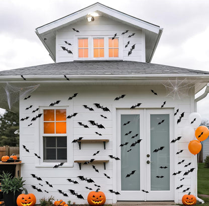 HauntNest Spooky Bat Stickers – Versatile Halloween Decor for Backyard Movie Nights and Tent Exteriors, Reusable