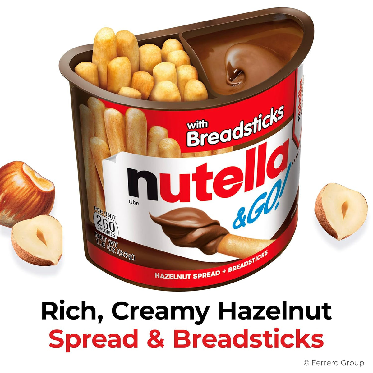 hazelnut spread made with sugar, palm oil, hazelnuts, skim milk, and cocoa